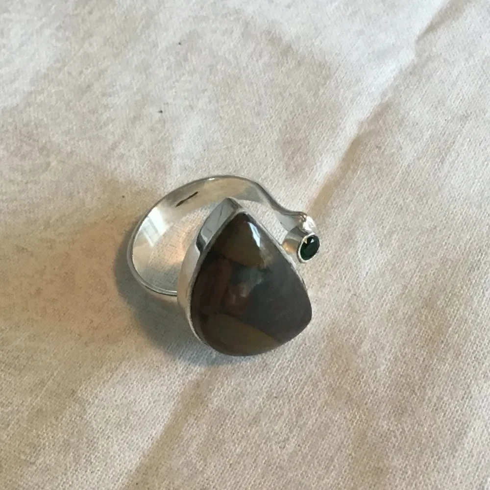 NWOT Sterling Silver Bamboo Jasper Ring S 6